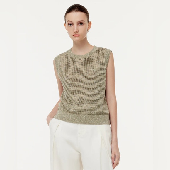 Goelia Linen Sequins Openwork Women Knit Tank Top - Picture 1 of 6